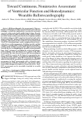Cover page: Toward Continuous, Noninvasive Assessment of Ventricular Function and Hemodynamics: Wearable Ballistocardiography
