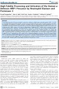 Cover page: High Fidelity Processing and Activation of the Human α-Defensin HNP1 Precursor by Neutrophil Elastase and Proteinase 3