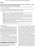 Cover page: Effectiveness of Providing Video Podcasts to Pharmacy Students in a Self-Study Pharmaceutical Calculations Module