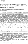 Cover page: Neuropsychological Differences 20 Years Before Death in Subjects with and Without Alzheimers Pathology