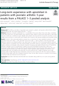 Cover page: Long-term experience with apremilast in patients with psoriatic arthritis: 5-year results from a PALACE 1-3 pooled analysis.