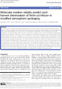 Cover page: Molecular markers reliably predict post-harvest deterioration of fresh-cut lettuce in modified atmosphere packaging