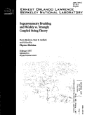 Cover page: Supersymmetry Breaking and Weakly Vs. Strongly Coupled String Theory