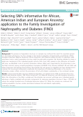 Cover page: Selecting SNPs informative for African, American Indian and European Ancestry: application to the Family Investigation of Nephropathy and Diabetes (FIND)