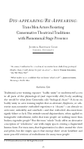 Cover page: Dys-appearing/Re-Appearing: Trans Men Actors Resisting Cisnormative Theatrical Traditions with Phenomenal Stage Presence