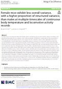 Cover page: Female mice exhibit less overall variance, with a higher proportion of structured variance, than males at multiple timescales of continuous body temperature and locomotive activity records