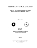 Cover page of Redundancy in Public Transit - Vol III. The Political Economy of Transit in the San Francisco Bay Area, 1945-63