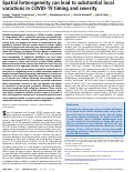 Cover page: Spatial heterogeneity can lead to substantial local variations in COVID-19 timing and severity