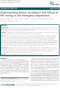 Cover page: Understanding Patient Acceptance and Refusal of HIV Testing in the Emergency Department