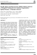 Cover page: Pacific Spine and Pain Society (PSPS) Evidence Review of Surgical Treatments for Lumbar Degenerative Spinal Disease: A Narrative Review.