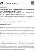 Cover page: A Prospective Study of Back Pain and Risk of Falls Among Older Community-dwelling Women