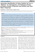 Cover page: Systematic Identification of Gene Families for Use as “Markers” for Phylogenetic and Phylogeny-Driven Ecological Studies of Bacteria and Archaea and Their Major Subgroups