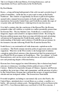 Cover page: The Lost Chapter in Korean History, Evolving Democracy, and an Opportunity for Peace and Security in the North Pacific