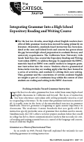 Cover page: Integrating Grammar Into a High School Expository Reading and Writing Course