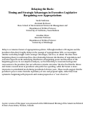 Cover page: Delaying the Buck: Timing and Strategic Advantages in Executive-Legislative Bargaining over Appropriations