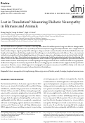 Cover page: Lost in Translation? Measuring Diabetic Neuropathy in Humans and Animals