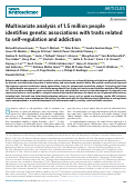 Cover page: Multivariate analysis of 1.5 million people identifies genetic associations with traits related to self-regulation and addiction