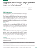 Cover page: Association of Stages of Objective Memory Impairment With Incident Symptomatic Cognitive Impairment in Cognitively Normal Individuals