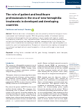 Cover page: The role of patient and healthcare professionals in the era of new hemophilia treatments in developed and developing countries