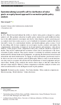Cover page: Operationalizing Lasswell’s call for clarification of value goals: an equity-based approach to normative public policy analysis