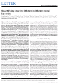 Cover page: Quantifying inactive lithium in lithium metal batteries