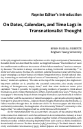 Cover page: On Dates, Calendars, and Time Lags in Transnationalist Thought