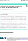 Cover page: Health care provider reporting practices related to self-managed abortion
