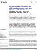 Cover page: Systems genetics approaches for understanding complex traits with relevance for human disease.