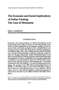 Cover page: The Economic and Social Implications of Indian Gaming: The Case of Minnesota