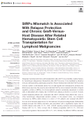 Cover page: SIRPα Mismatch Is Associated With Relapse Protection and Chronic Graft-Versus-Host Disease After Related Hematopoietic Stem Cell Transplantation for Lymphoid Malignancies