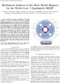 Cover page: Mechanical Analysis of the Short Model Magnets for the Nb $_{3}$Sn Low-$\beta$ Quadrupole MQXF