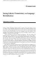 Cover page: Saving Lakota: Commentary on Language Revitalization