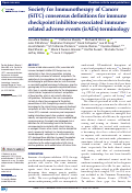 Cover page: Society for Immunotherapy of Cancer (SITC) consensus definitions for immune checkpoint inhibitor-associated immune-related adverse events (irAEs) terminology.