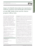 Cover page: Impact of mHealth interventions for reproductive, maternal, newborn and child health and nutrition at scale: BBC Media Action and the Ananya program in Bihar, India