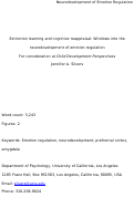 Cover page: Extinction Learning and Cognitive Reappraisal: Windows Into the Neurodevelopment of Emotion Regulation