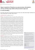 Cover page: Upper respiratory Streptococcus pneumoniae colonization among working-age adults with prevalent exposure to overcrowding.