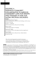 Cover page: BUILDING A RESEARCH‐COMMUNITY COLLABORATIVE TO IMPROVE COMMUNITY CARE FOR INFANTS AND TODDLERS AT‐RISK FOR AUTISM SPECTRUM DISORDERS