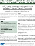 Cover page: Effect of a Fruit and Vegetable Prescription Program on Children's Fruit and Vegetable Consumption.