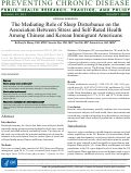 Cover page: The Mediating Role of Sleep Disturbance on the Association Between Stress and Self-Rated Health Among Chinese and Korean Immigrant Americans