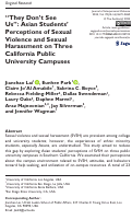 Cover page of They Dont See Us: Asian Students Perceptions of Sexual Violence and Sexual Harassment on Three California Public University Campuses.