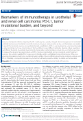 Cover page: Biomarkers of immunotherapy in urothelial and renal cell carcinoma: PD-L1, tumor mutational burden, and beyond