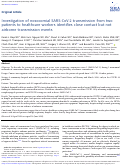 Cover page: Investigation of nosocomial SARS-CoV-2 transmission from two patients to healthcare workers identifies close contact but not airborne transmission events.