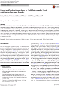 Cover page: Parent and Teacher Concordance of Child Outcomes for Youth with Autism Spectrum Disorder