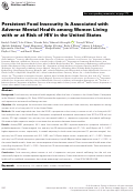 Cover page: Persistent Food Insecurity Is Associated with Adverse Mental Health among Women Living with or at Risk of HIV in the United States