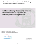 Cover page: California Energy Balance Update and Decomposition Analysis for the Industry and Building Sectors