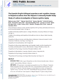 Cover page: The Spanish-English bilingual experience and cognitive change in Hispanics/Latinos from the Hispanic Community Health Study/Study of Latinos-Investigation of Neurocognitive Aging.