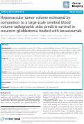 Cover page: Hypervascular tumor volume estimated by comparison to a large-scale cerebral blood volume radiographic atlas predicts survival in recurrent glioblastoma treated with bevacizumab.