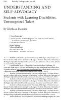 Cover page: Understanding and Self-Advocacy: Students with Learning Disabilities, Unrecognized Talent