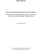 Cover page of Street-facing Dwelling Units and Livability: The Impacts of Emerging Building Types in Vancouver's New High-density Residential Neighbourhoods