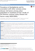 Cover page: Prevalence of dyslipidemia and its association with other coronary artery disease risk factors among urban population in Southeast of Iran: results of the Kerman coronary artery disease risk factors study (KERCADRS)